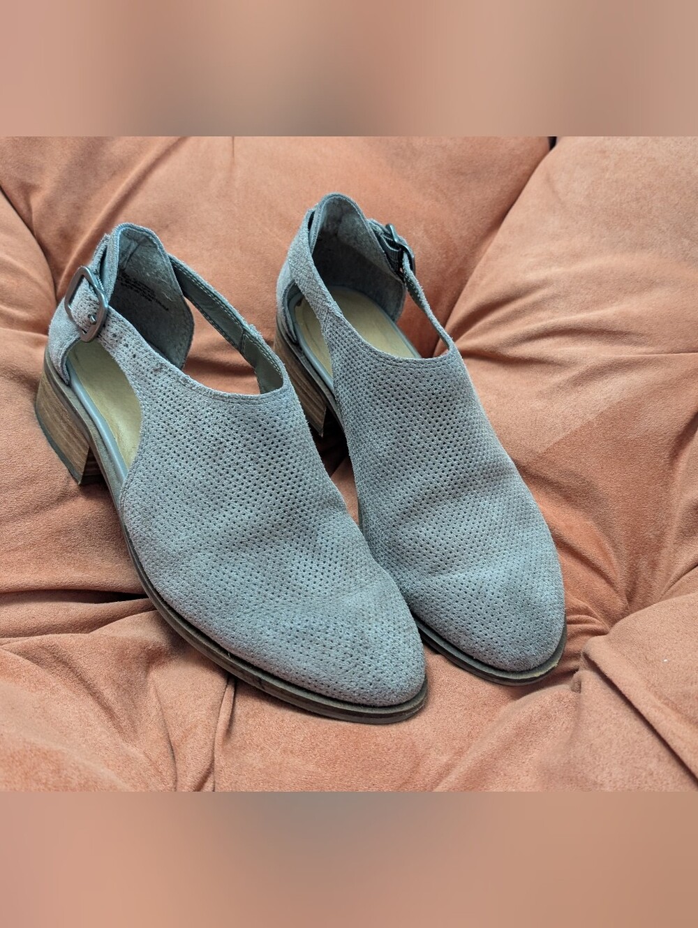 Crown Vintage Perforated Suede Slingback Booties - Gray